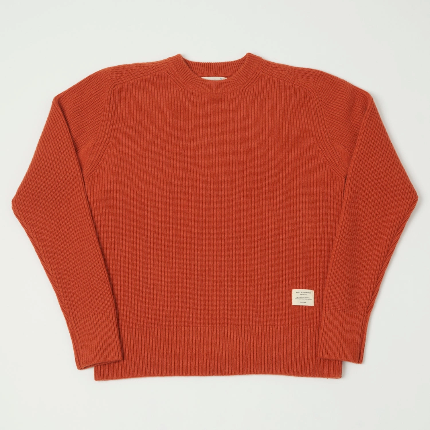 Merz b. Schwanen 'Good Basics' Wool Cashmere Ribbed Knit Pullover - Rust No-Fuss Look