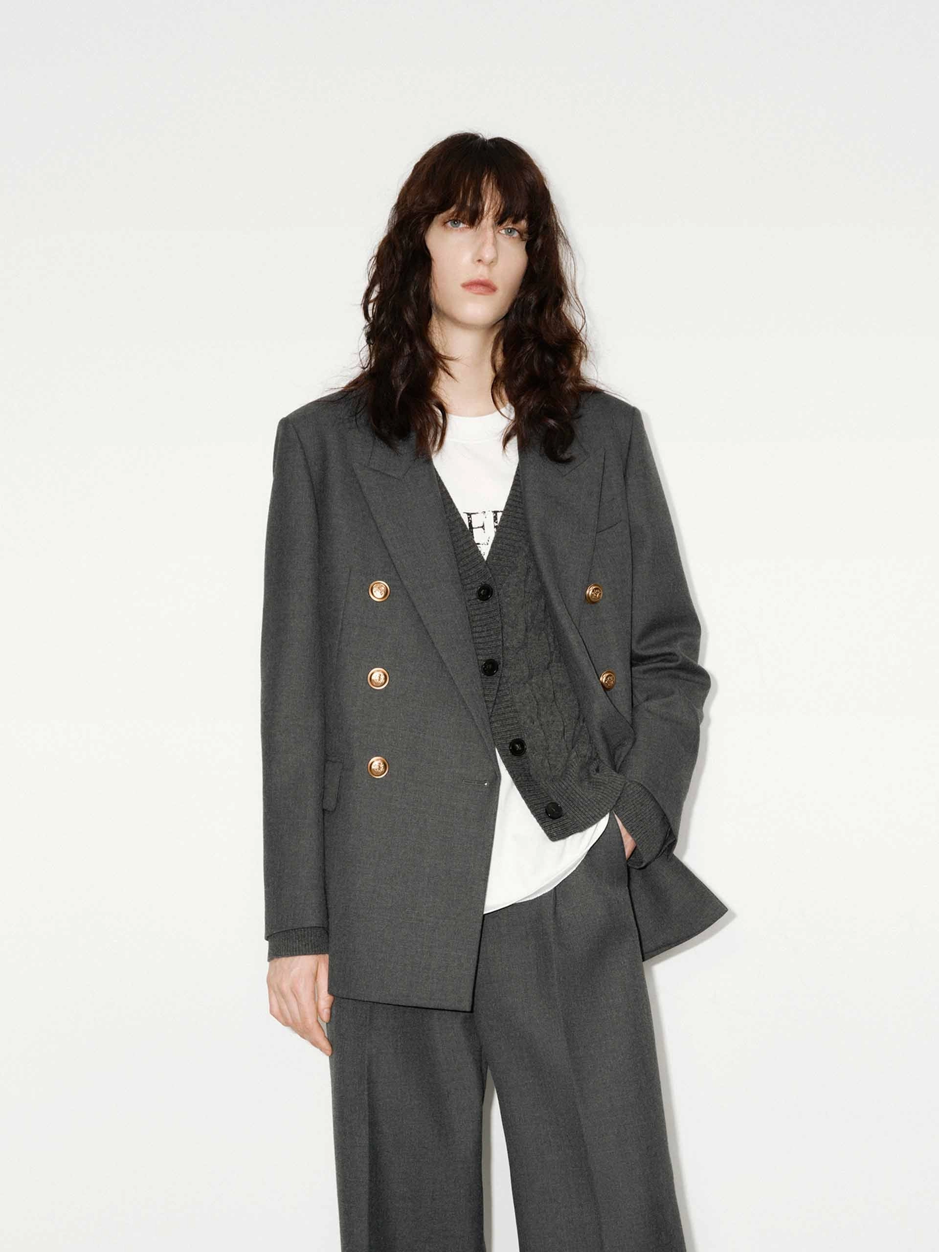Metal Button Structured Blazer Sustainable Material
