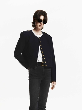 Stay Dry Interior Metallic Button Cropped Coat