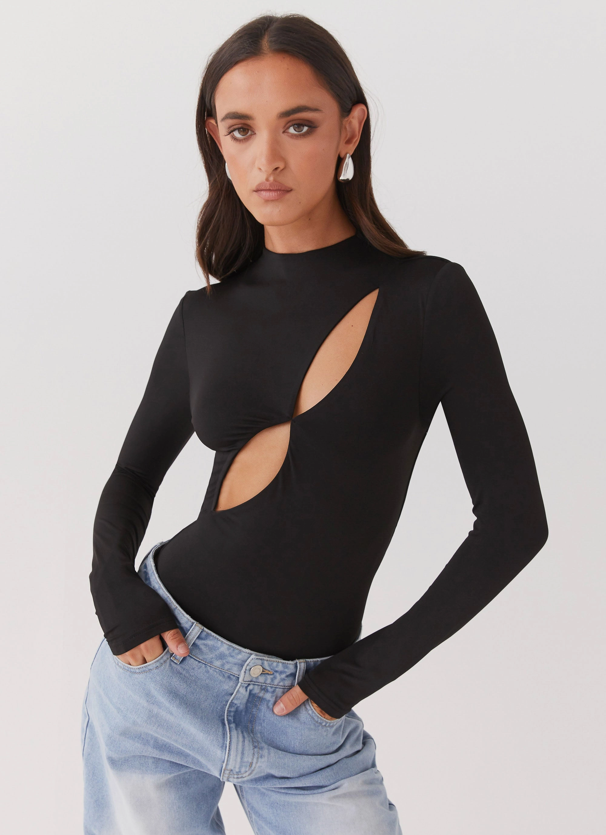 Special Affair Long Sleeve Bodysuit - Black interest rare wear
