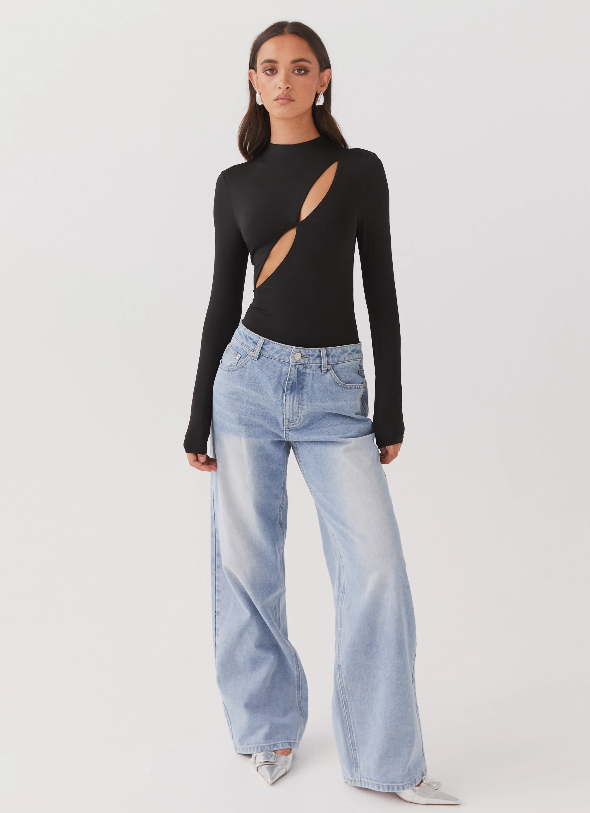 Special Affair Long Sleeve Bodysuit - Black wide size