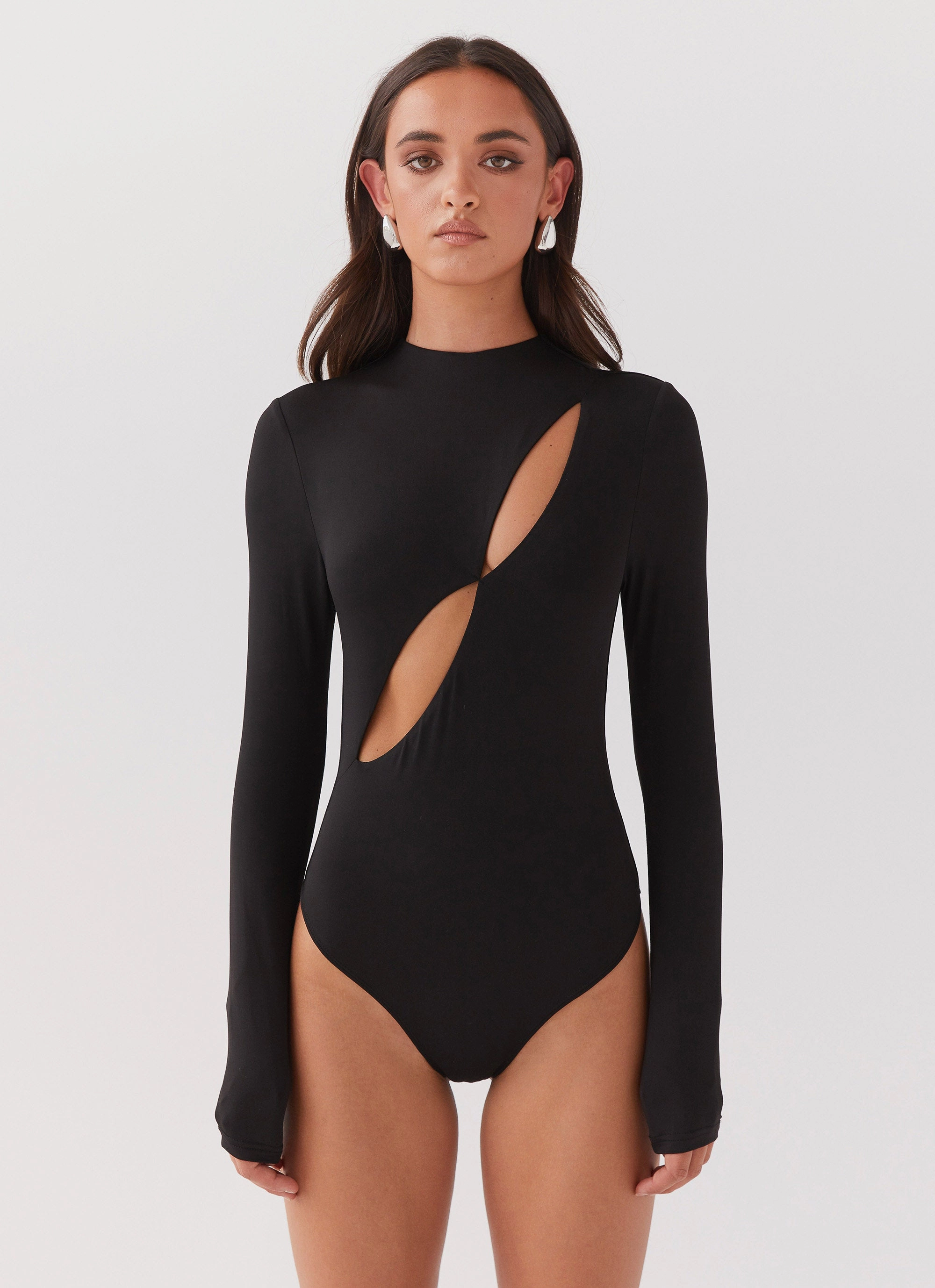 Ozone Wash Technology Flexibility Special Affair Long Sleeve Bodysuit - Black