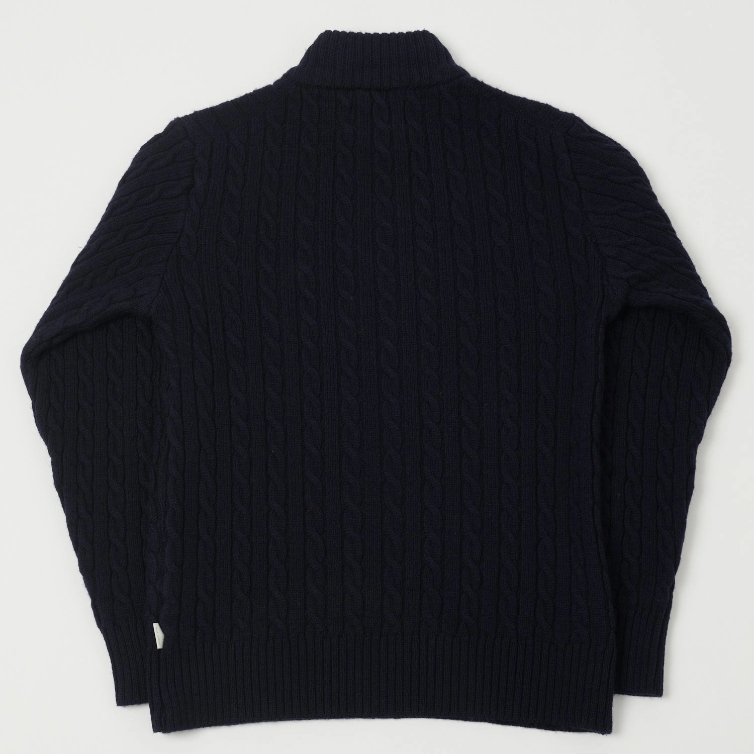 Peregrine Cable Knit Quarter Zip Jumper - Navy Stay Warm Classic Shape