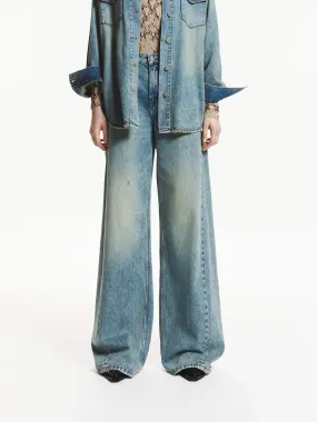 Relaxed Style Lightweight Durable Wide Leg Tide Jeans