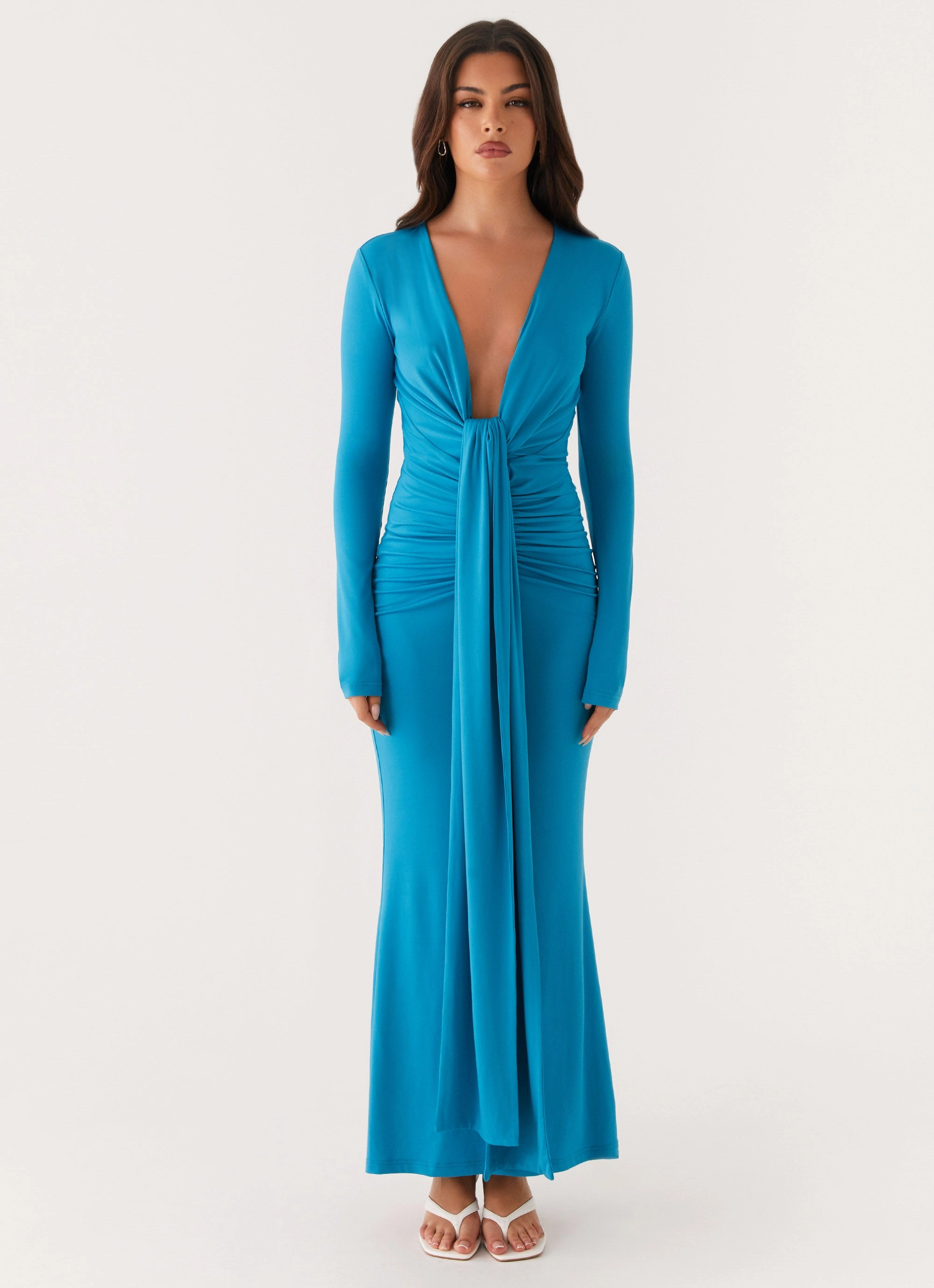 Perfect Day-to-Night Miesha Long Sleeve Maxi Dress - Blue