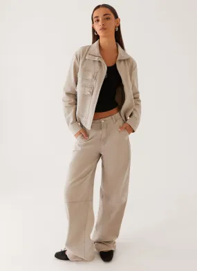 Breathable fabric Pre Shrunk Material Milani Balloon Denim Jeans - Grey