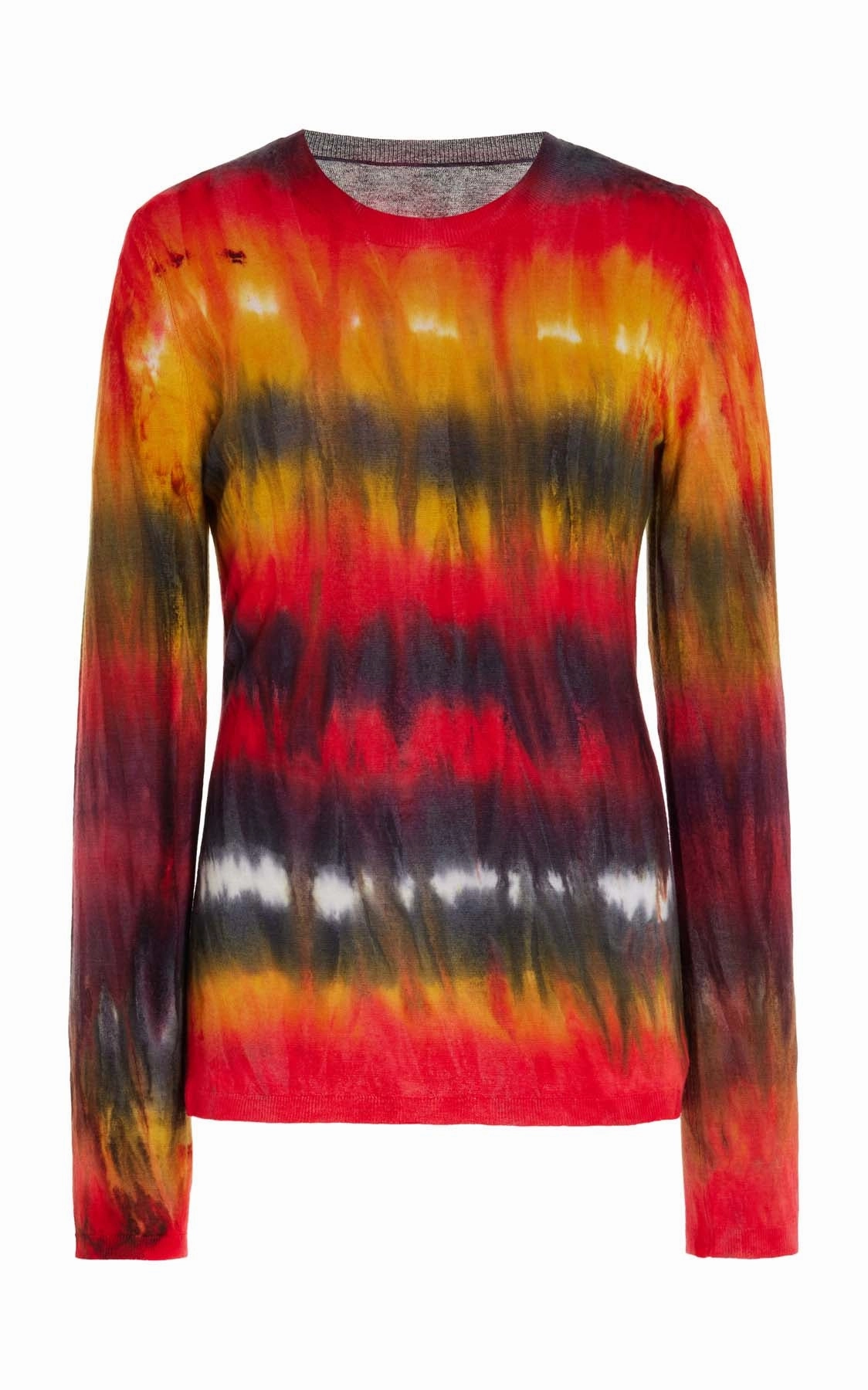 Miller Knit Sweater in Fire Tie Dye Cashmere Polished Feel WrinkleResistant