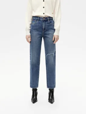 Versatile Waist Design Versatile Cut Ripped Detail Tapered Jeans