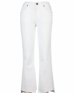 Kelsey High Rise Ankle Flare Jeans in Optic White | Optic White Picnic Style Textured