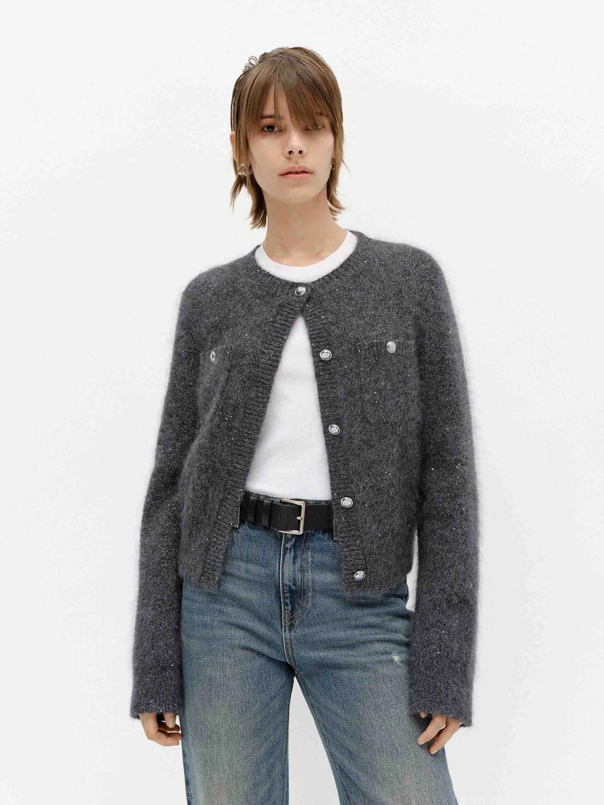 Fluffy Crew Neck Cardigan Fall Vibes