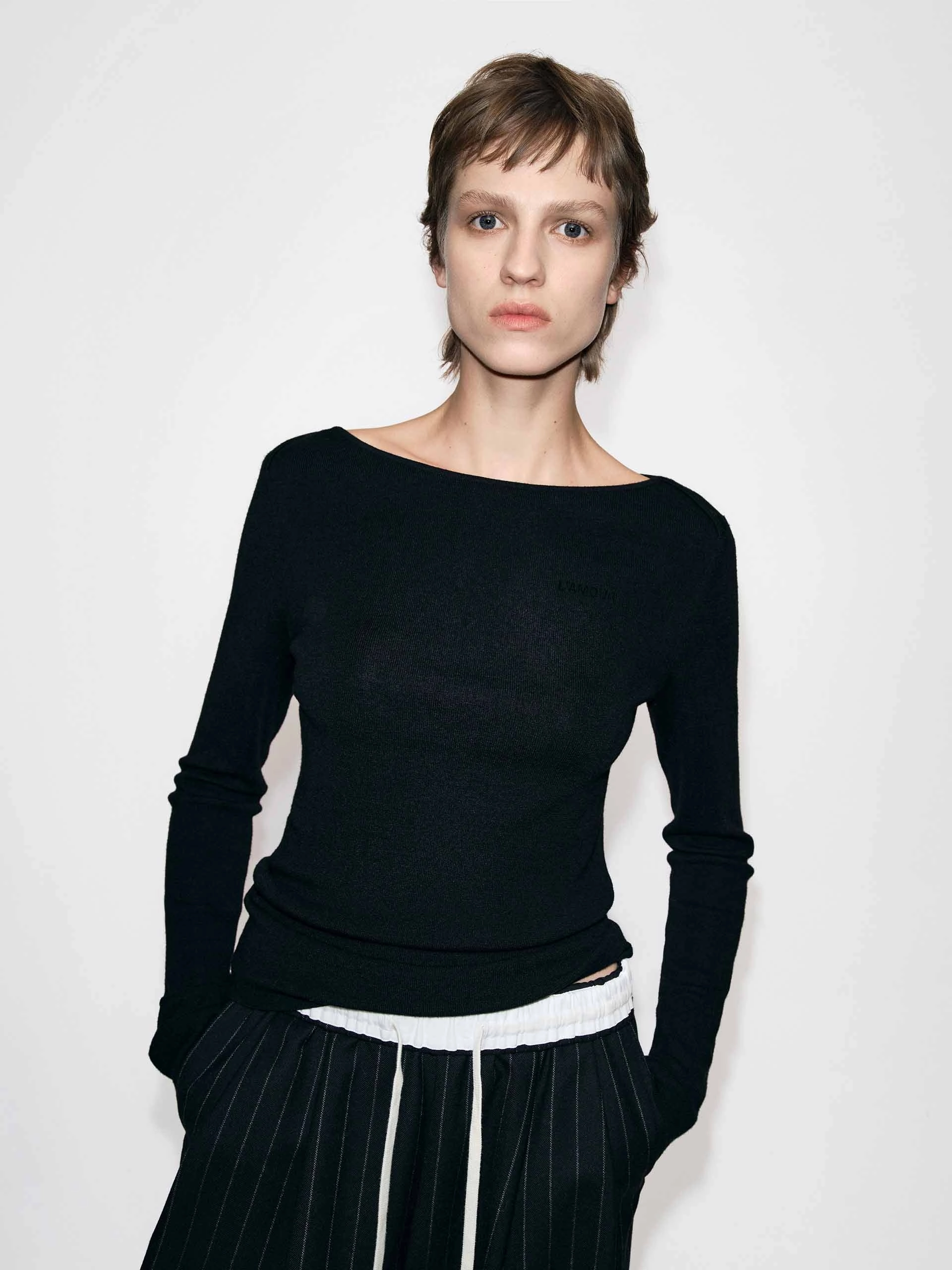 Wool Blend Fitted Knitted Top AntiSnag Yarn Technology Soft Microfiber Surface