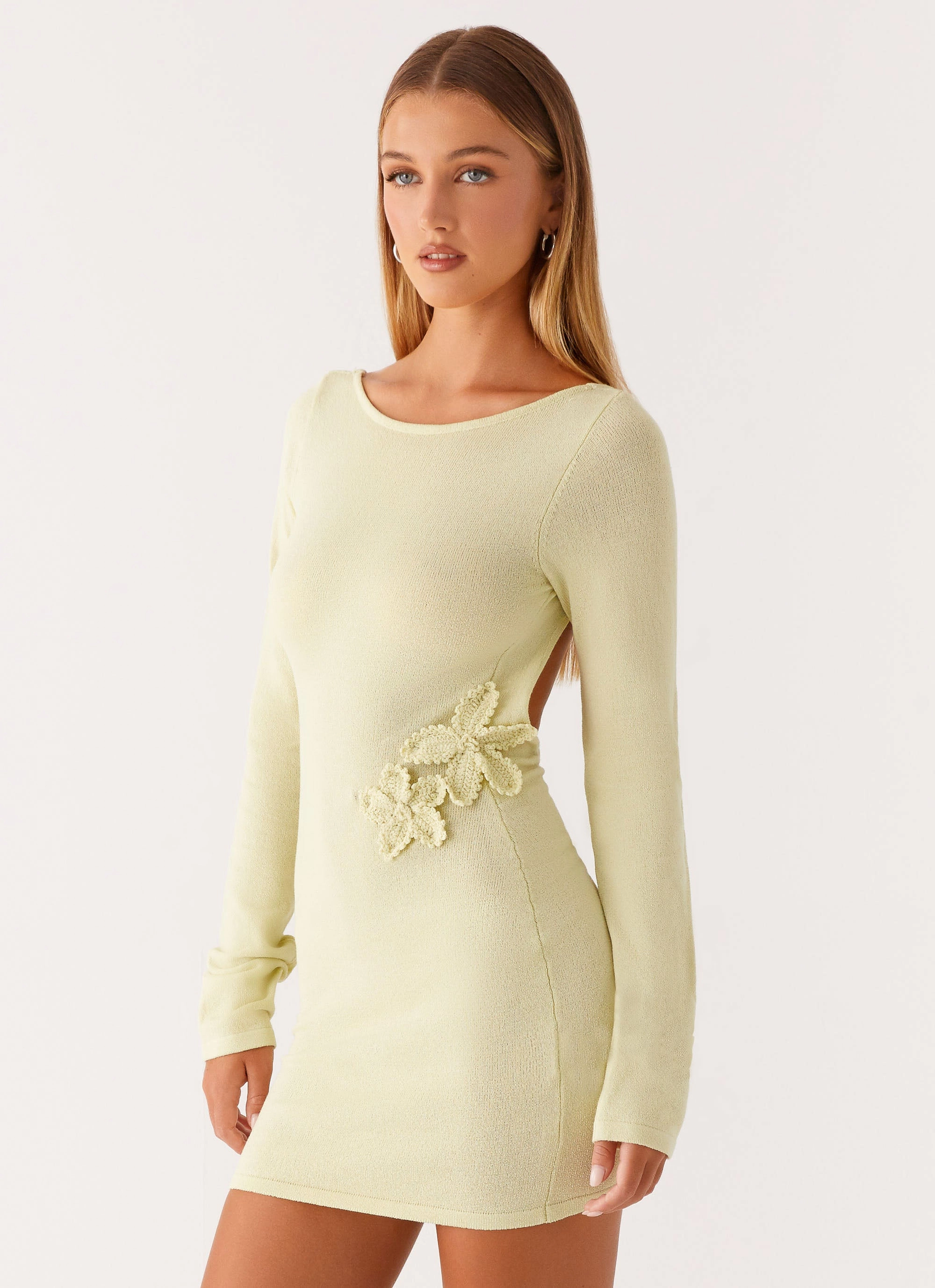 Miriam Knit Mini Dress - Green Chic Waistband Design Urban Chic
