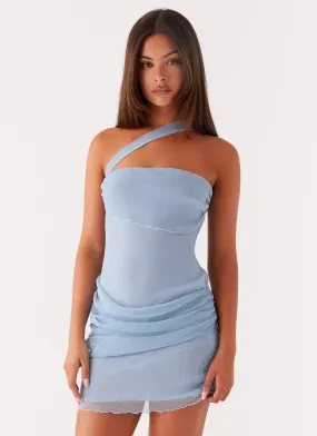 Misty Mesh Mini Dress - Pale Blue Calm Grace