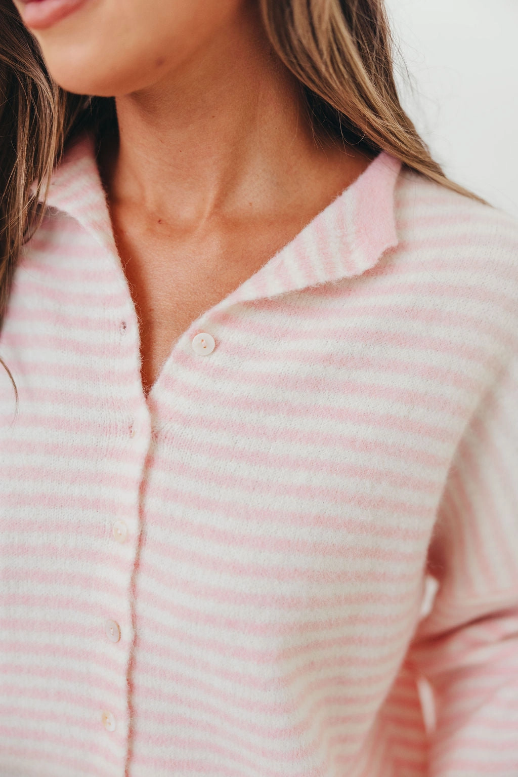 Versatile Layers Flexible Waistband Piper Mini Stripes Cardigan in Pink