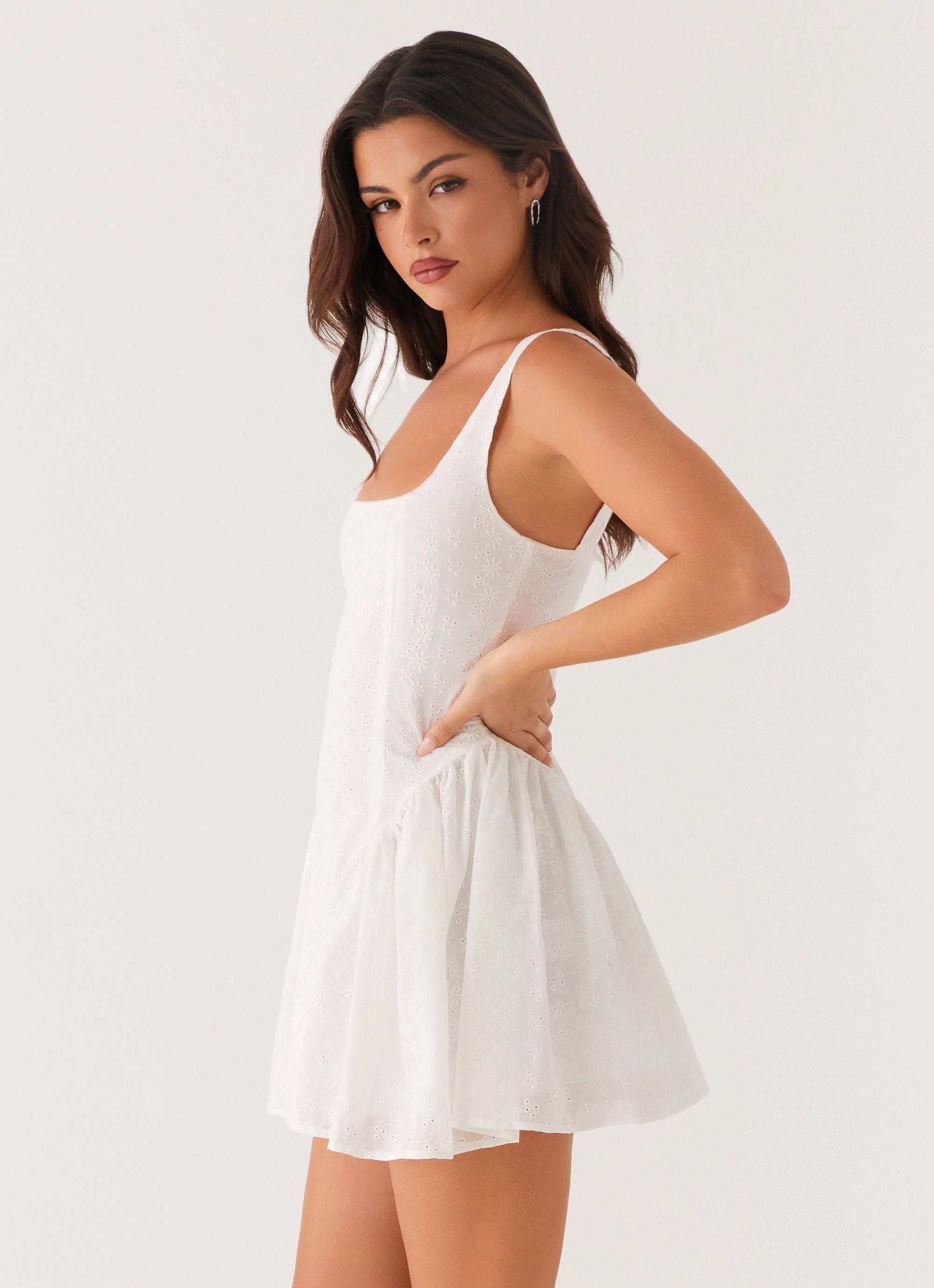 Relax Motion Velvet-Touch Alyssa Mini Dress - White