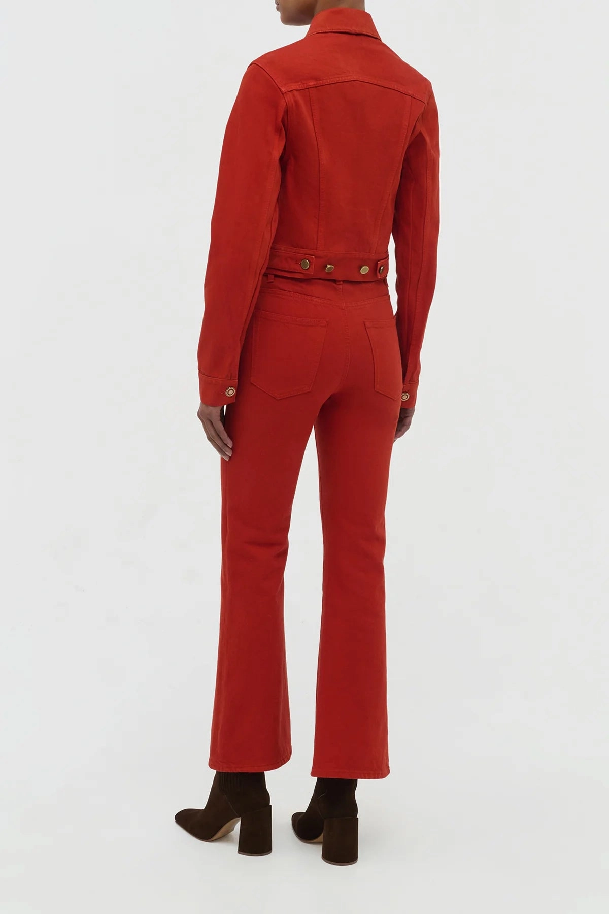 Bronte Jacket in Antelope Orange Recycled Cotton Denim HighVisibility Trims