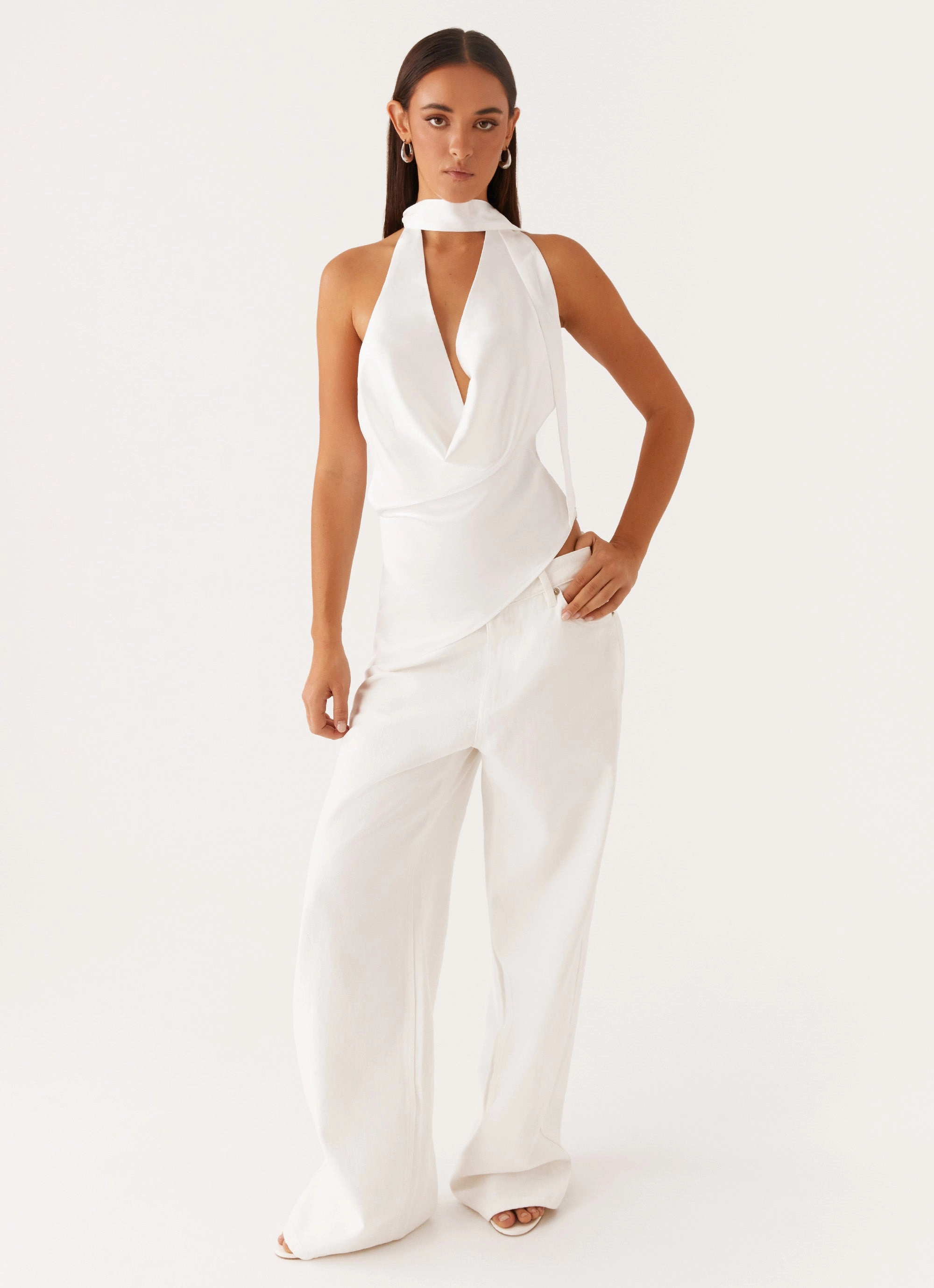 Next - generation Nina Halterneck Scarf Top - White