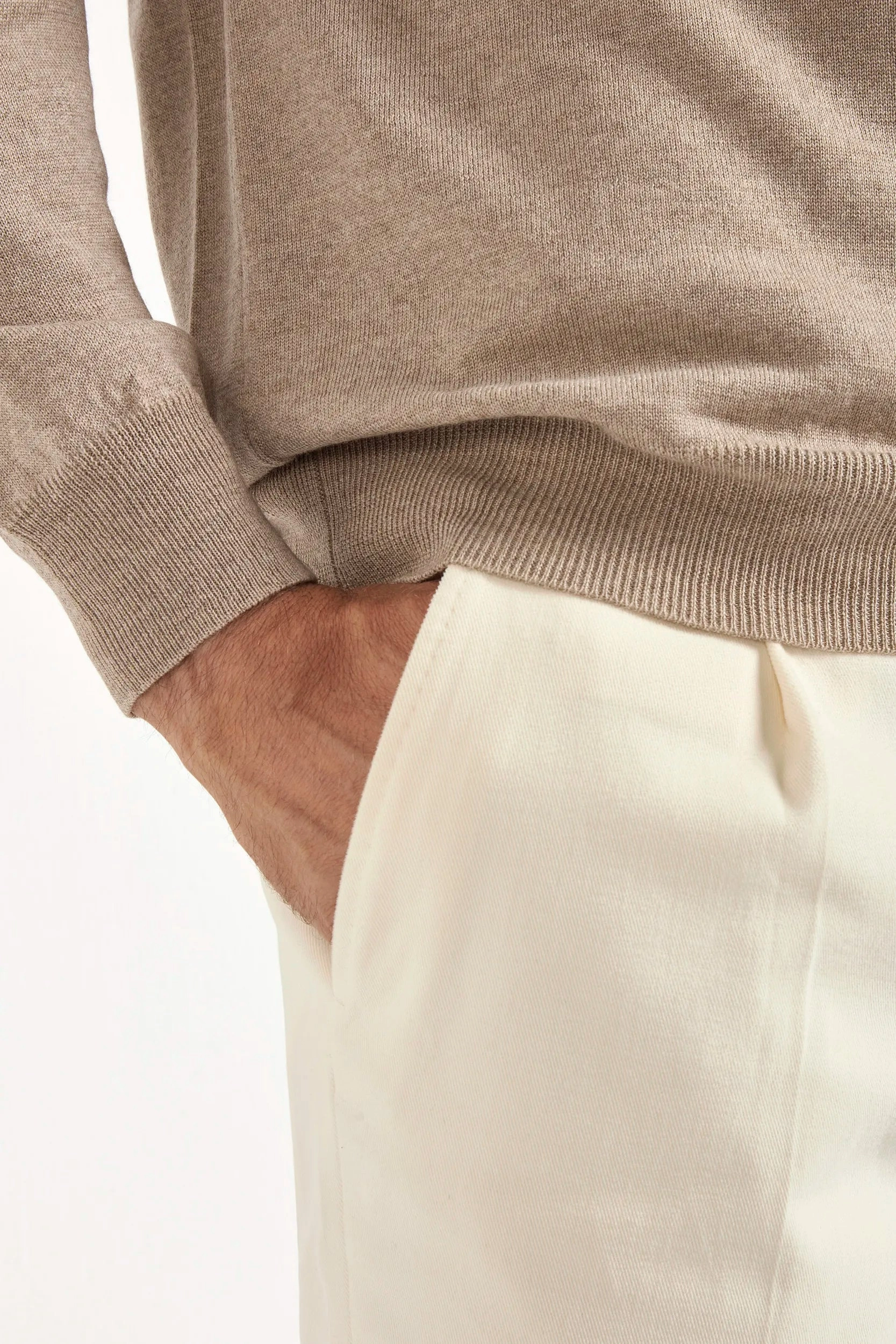 Multi Layer Weaving Day Layer Taupe merino polo ?C Made in Italy