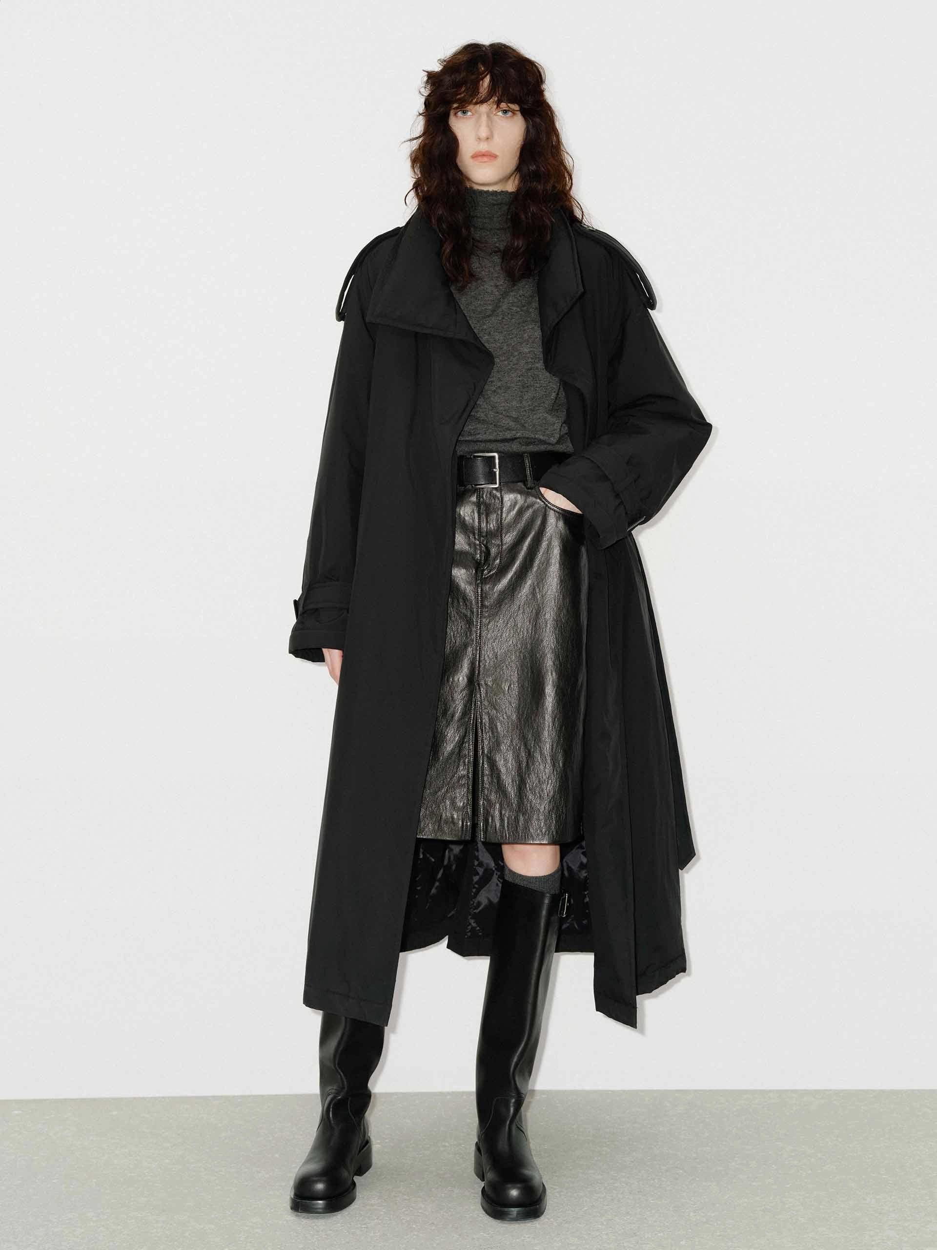 Bonded Fabric Longline Down Trench Coat