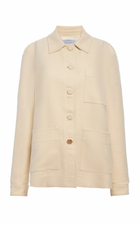 Ulu Chore Jacket in Ivory Silk Tweed All Day Comfort Design