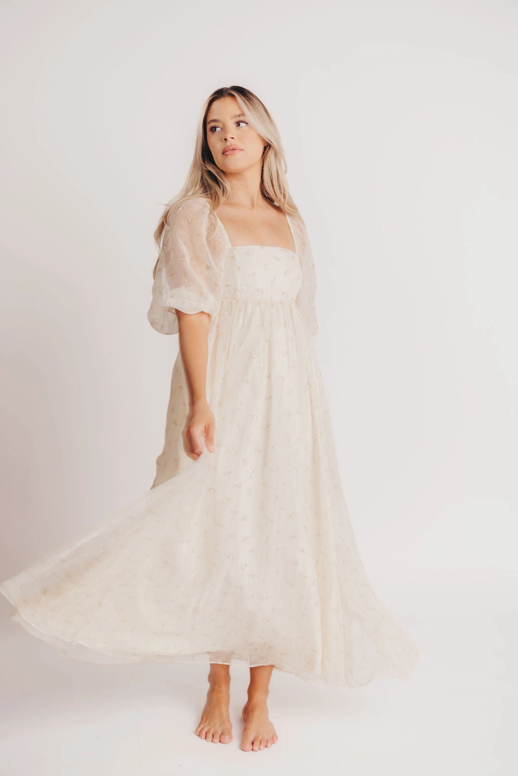 Sheer Look Mona Maxi Dress with Smocking in Butter Floral - Bump Friendly & Inclusive Sizing (S-3XL)