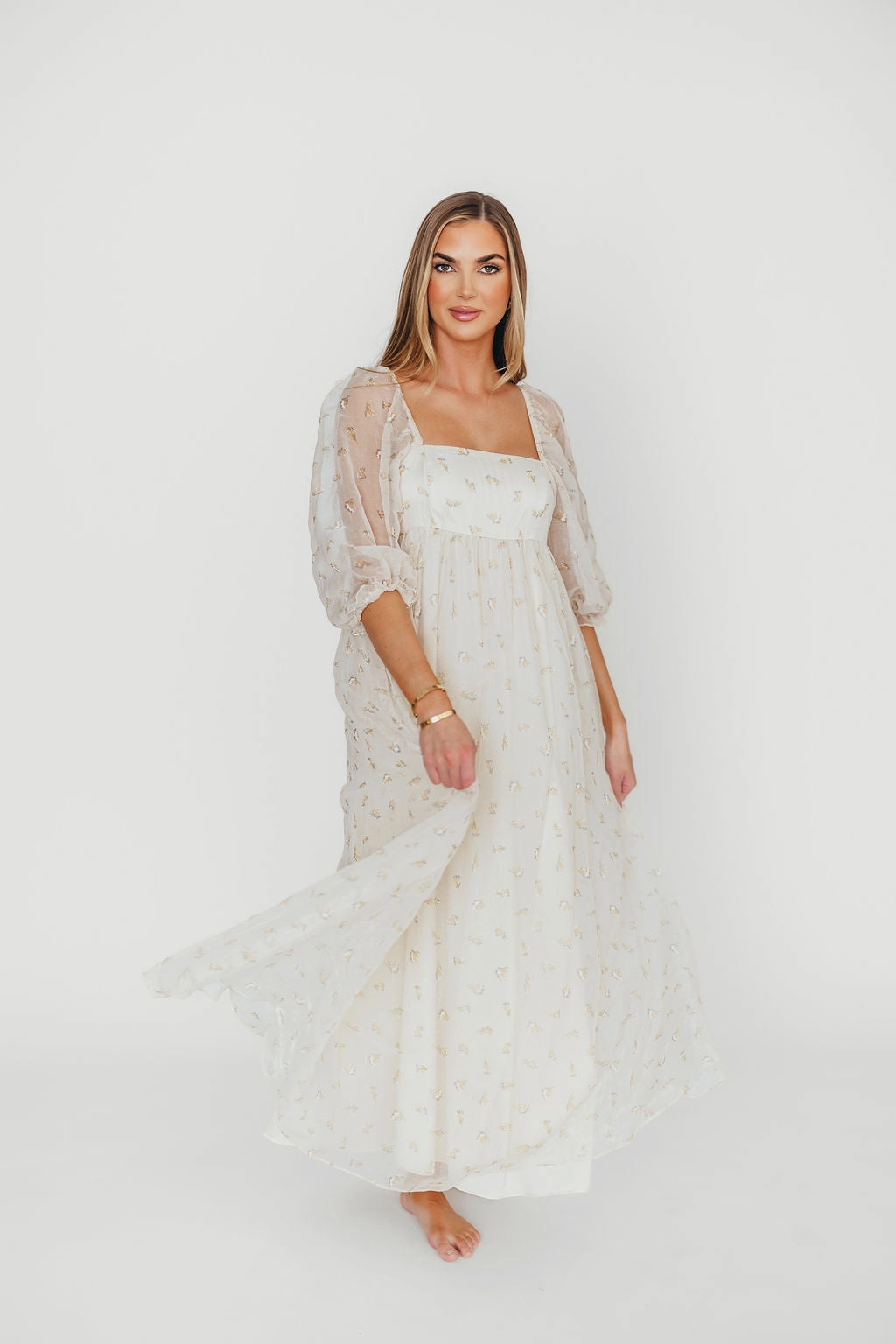 Chic Layered Wear Mona Maxi Dress with Smocking in Butter Floral - Bump Friendly & Inclusive Sizing (S-3XL)