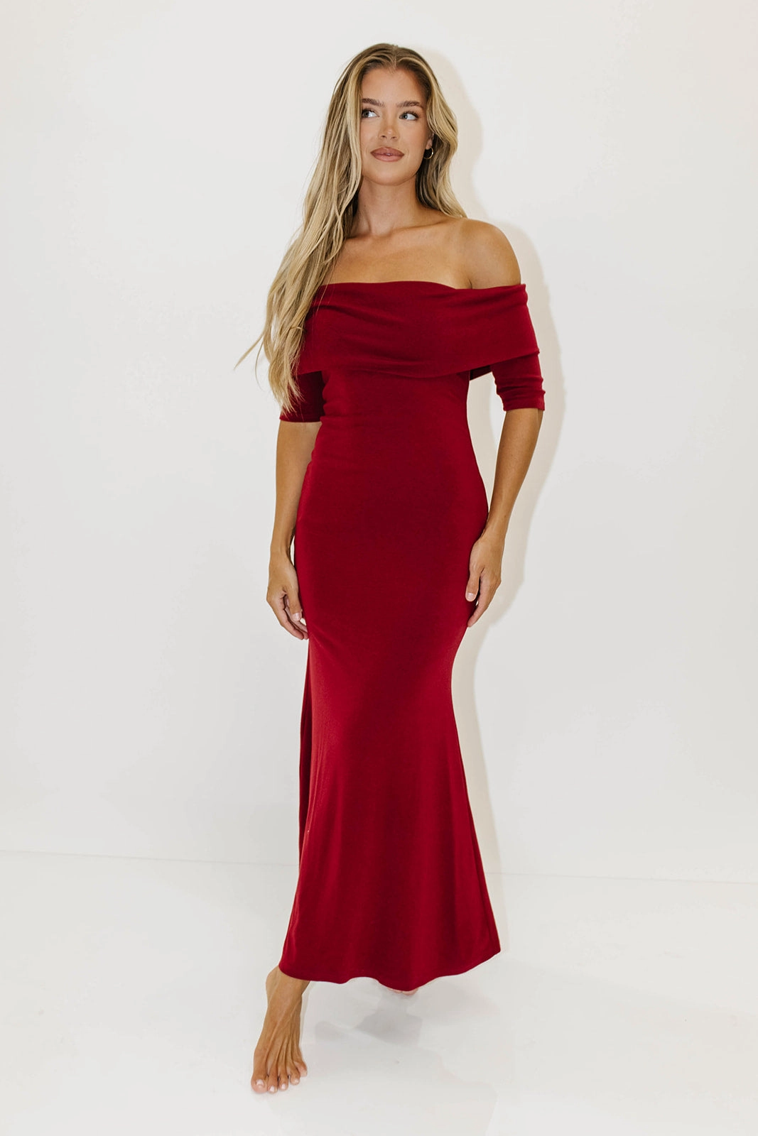 Monroe Half Sleeve Maxi Dress in Red - Bump Friendly Vibrant Aesthetic