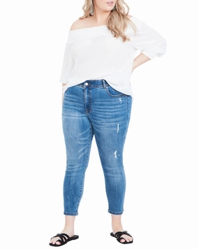 Relaxed Taper Perfect Waistband Zuri Cropped Zip Jean | Medium Wash
