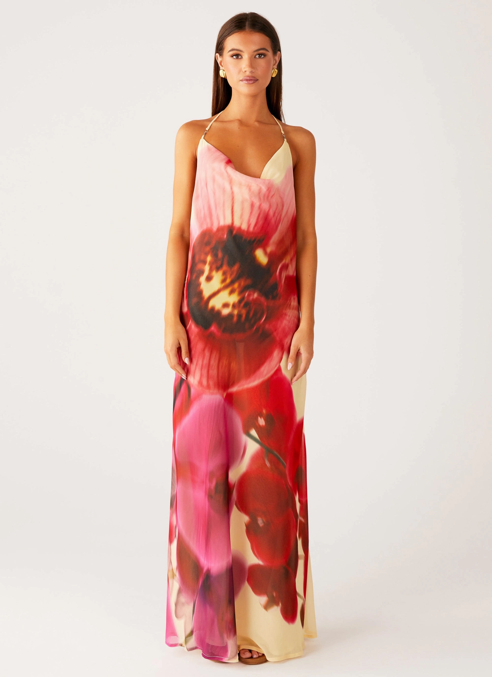 Night Out Morning Crush Cowl Maxi Dress - Yellow Bloom