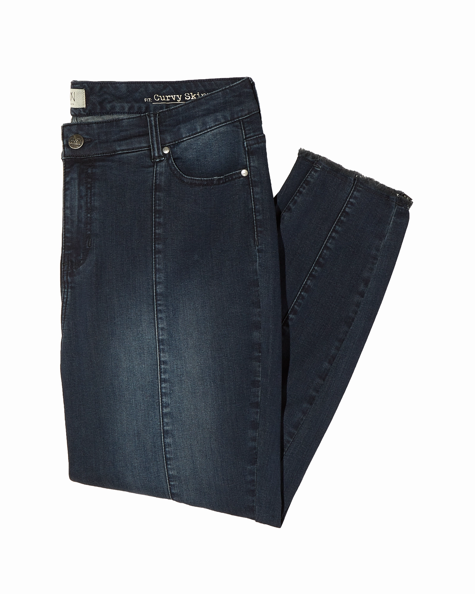 Mulberry High Rise Ankle Skinny with Center Seam and Ankle Split Detail | Dark Wash Lightweight Parent Style Durable Style Layer