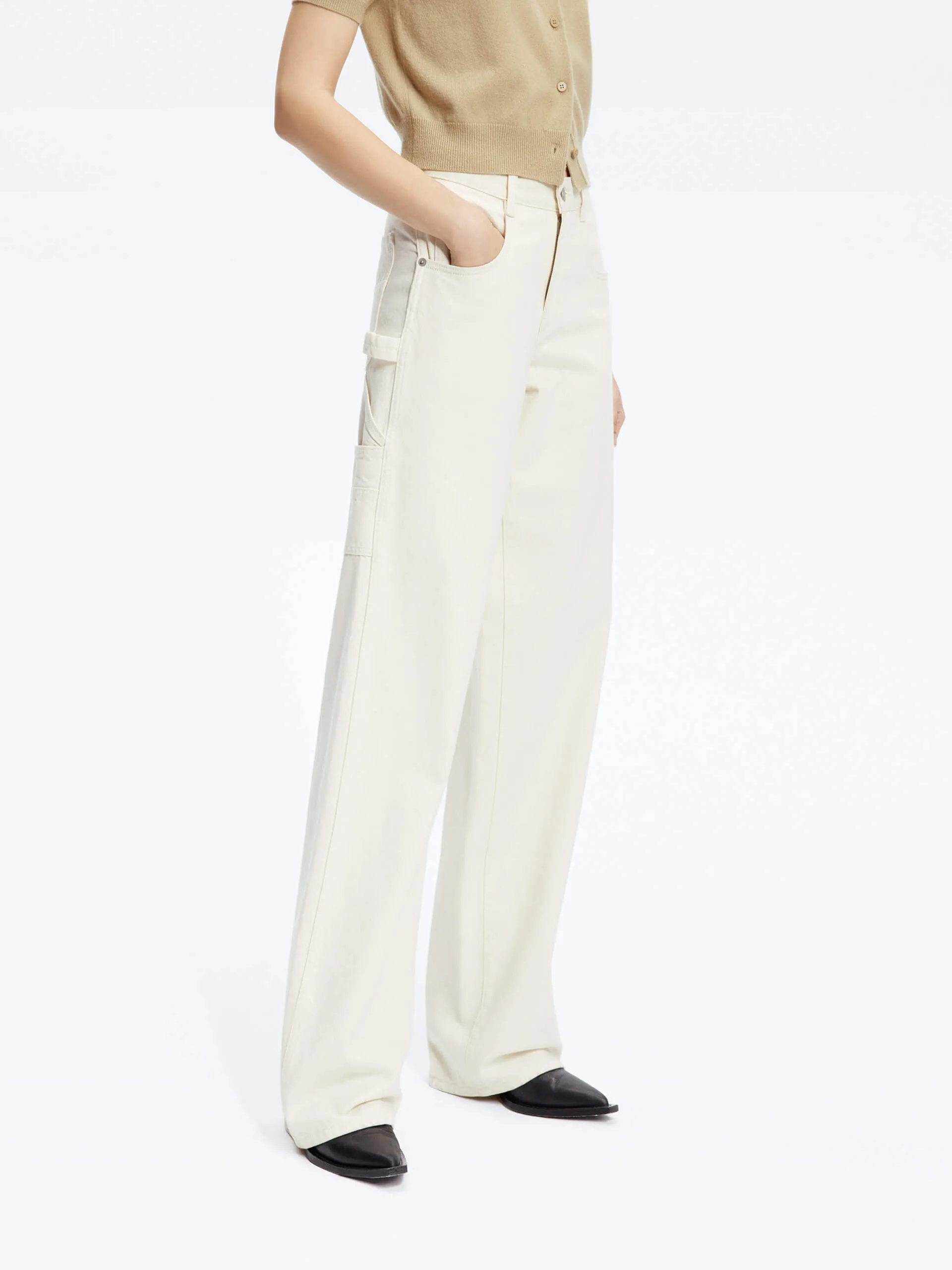 Multi pockets Straight Jeans Casual Friday Elegant Casual