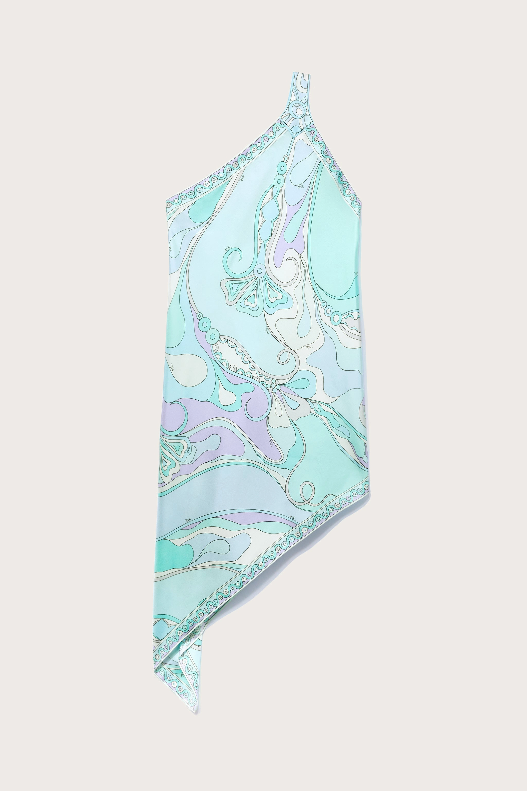 Orchidee Print Asymmetrical Silk Dress Soft Lines