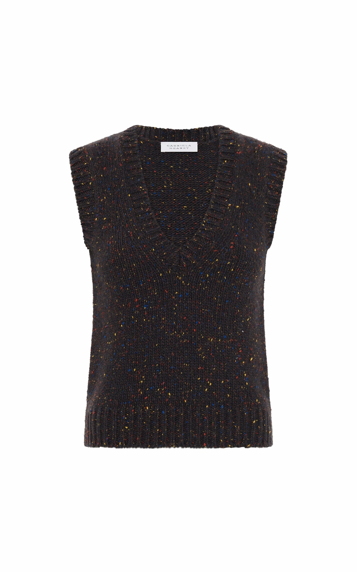 Tailored Silhouette Solomon Knit Vest in Charcoal Multi Speckle Cashmere