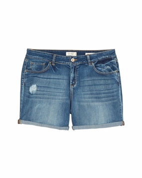 Naomi Cuffed Shorts | Medium Wash Selvedge Detailing
