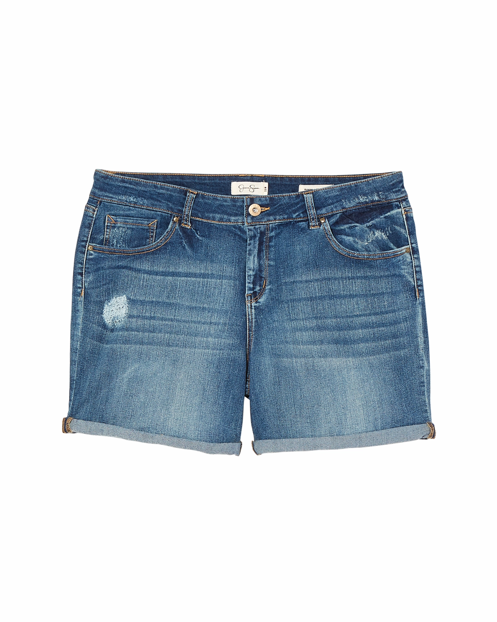 Naomi Cuffed Shorts | Medium Wash Selvedge Detailing