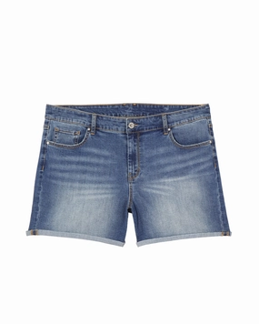 Naomi Cuffed Shorts | Medium Wash Sandblasted Details