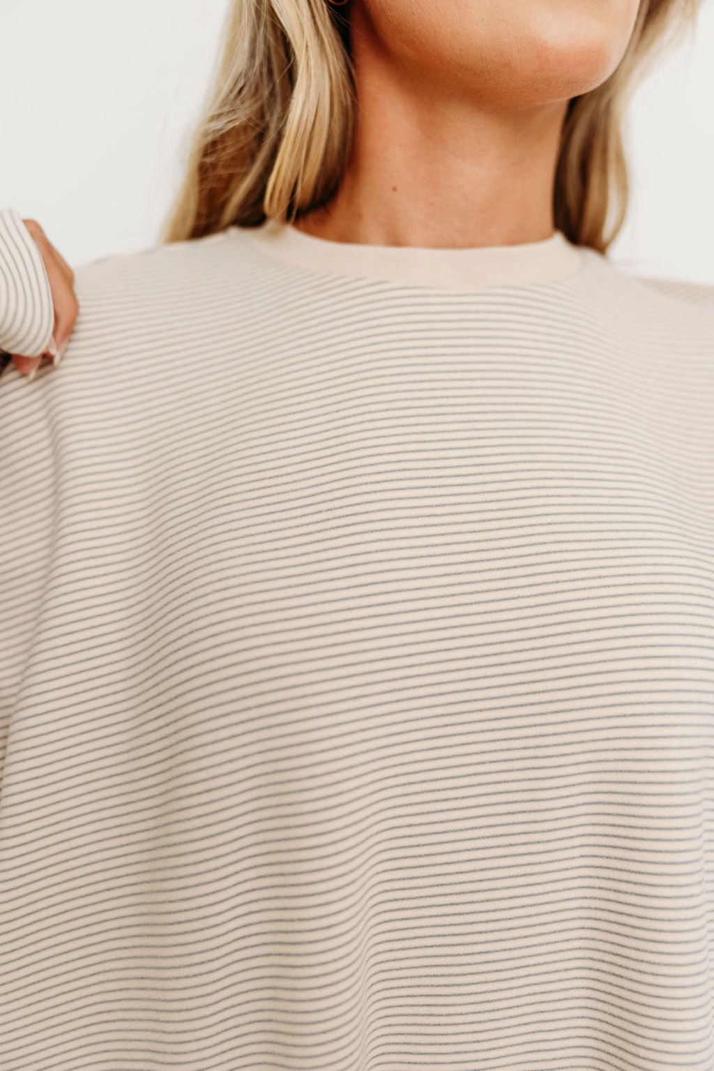 Naomi Oversized Fleece Top in Cream/Grey - Bump Friendly  *Worth Exclusive Print* Layering Piece