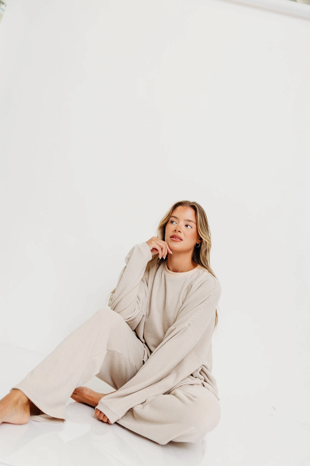 Naomi Oversized Fleece Top in Cream/Grey - Bump Friendly  *Worth Exclusive Print* Casual Fit