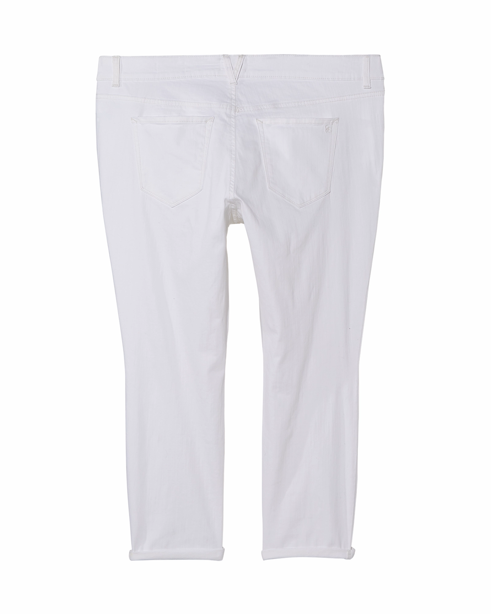 Fray Resistant Hem Naomi Rolled Ripped Ankle Jean | White