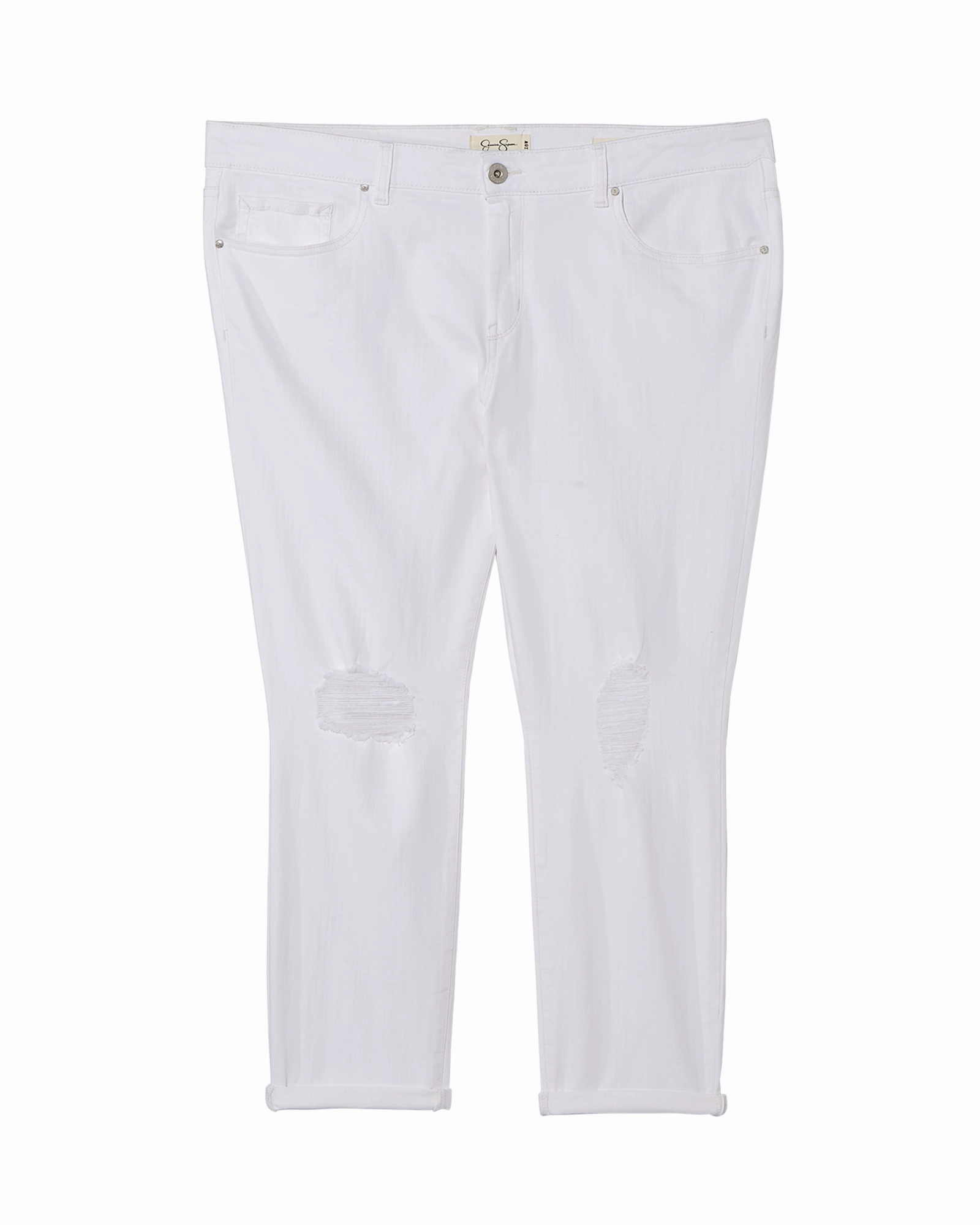 Naomi Rolled Ripped Ankle Jean | White fresh feel
