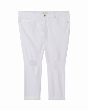 Naomi Rolled Ripped Ankle Jean | White fresh feel