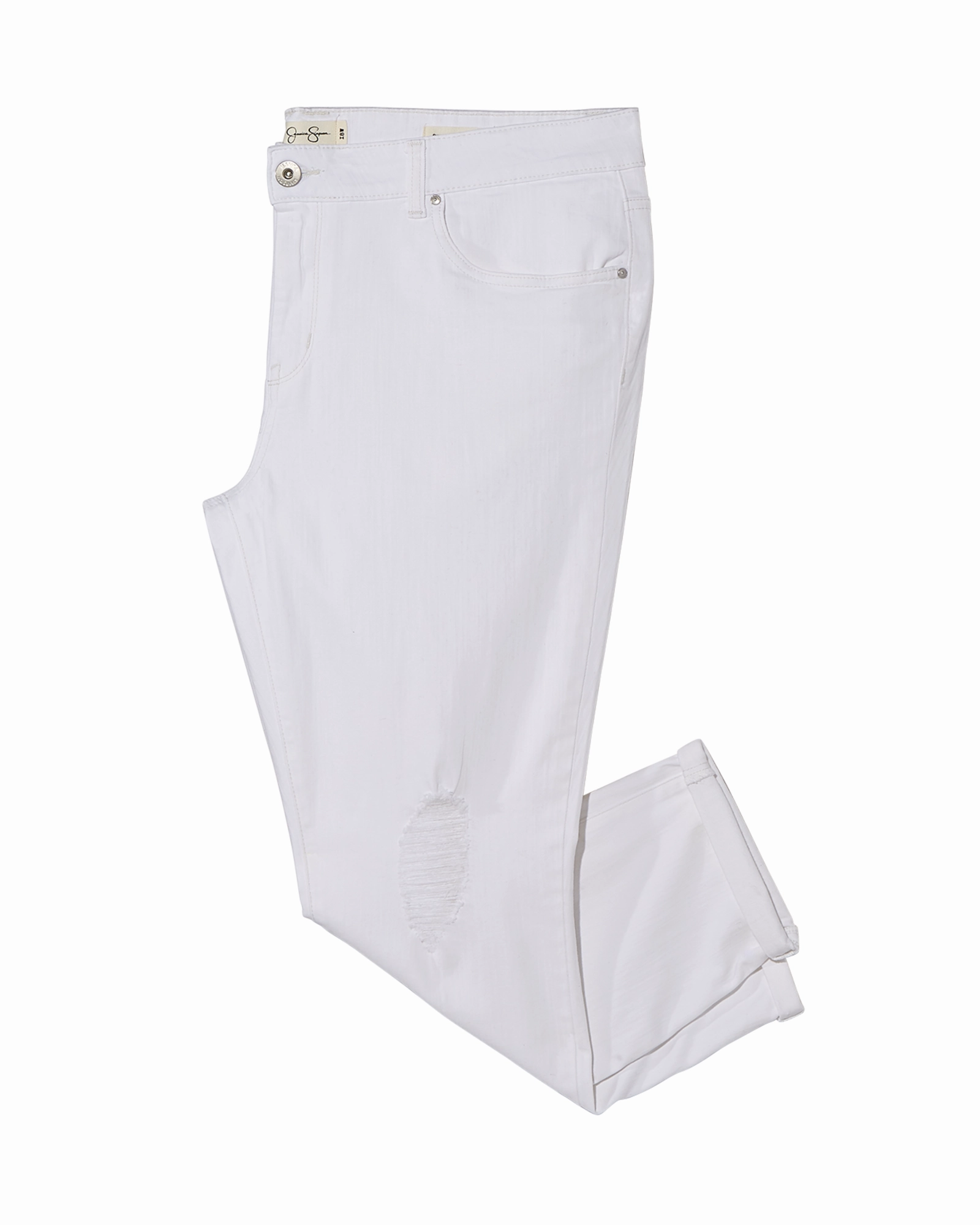 Naomi Rolled Ripped Ankle Jean | White Modern Cut