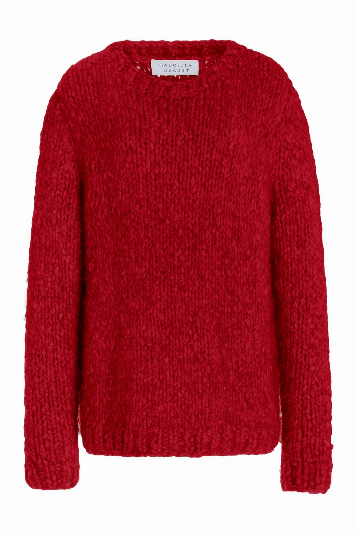 Loopwheel Construction Simple Piece Lawrence Knit Sweater in Red Welfat Cashmere