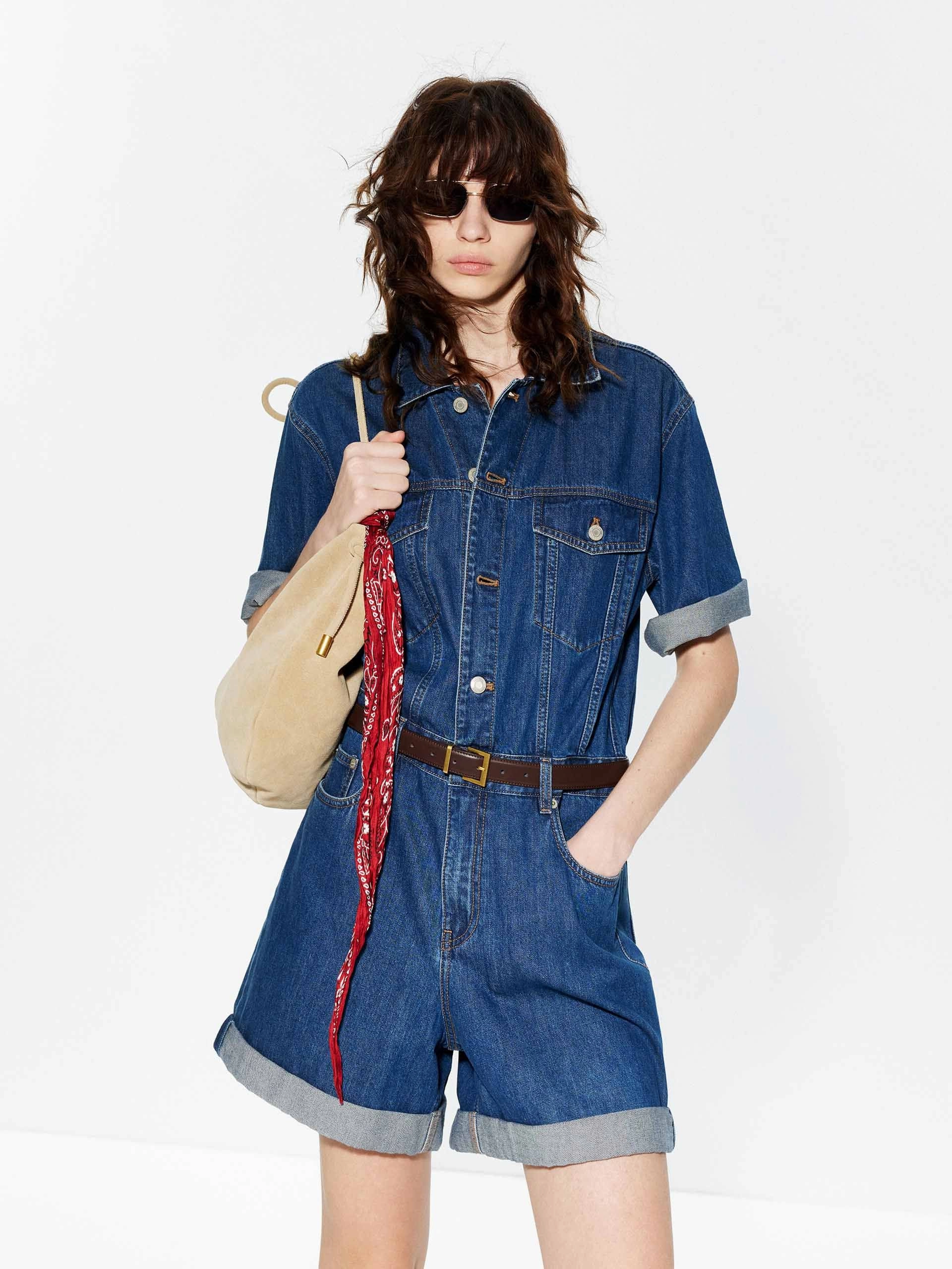 Cotton-Silk Blend Denim Jumpsuit Urban Elegant