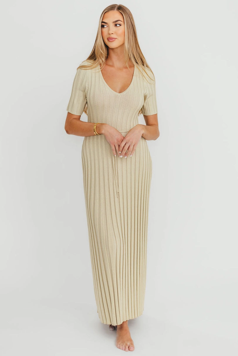 Oakley Ribbed Maxi Dress in Dusty Lime - Bump Friendly *Final-Sale* Calm Texture