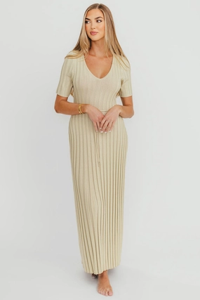 Oakley Ribbed Maxi Dress in Dusty Lime - Bump Friendly *Final-Sale* Calm Texture