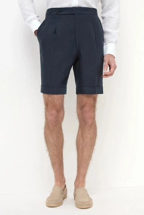 Fitness Friendly Hot Day Navy linen shorts - Made in Italy