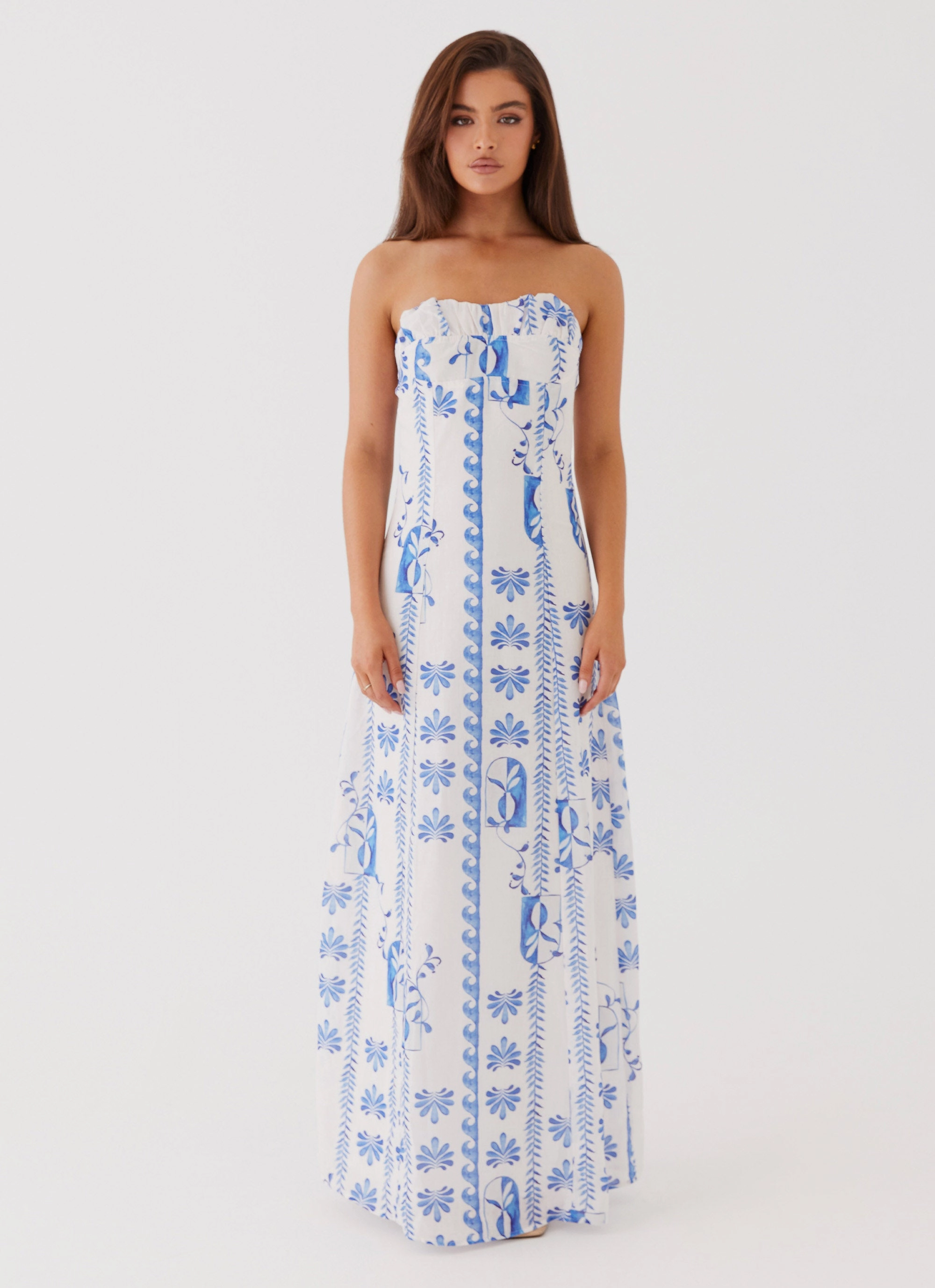 Tayla Linen Maxi Dress - Floral Wave Youthful Style
