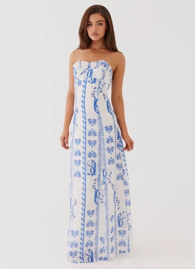 Perfect Mood Vibrant Form Tayla Linen Maxi Dress - Floral Wave