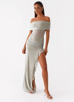 Nelly Off Shoulder Maxi Dress - Pistachio All Fit Style Bold Movement
